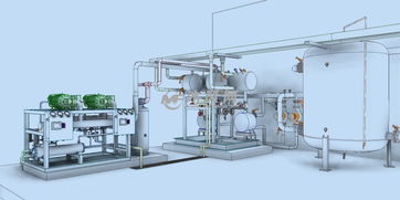 冷水机组氨制冷设备制冷机机房管道布局模型